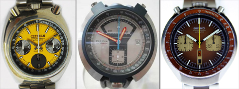 Bullheads van Citizen, Bulova en Seiko. Klik voor een vergroting
