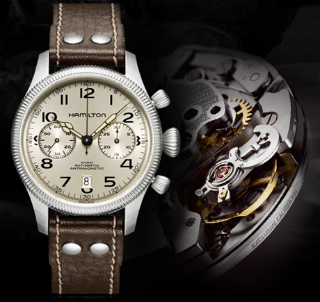 de Hamilton Khaki Conservation Auto Chrono met erachter het H31 uurwerk