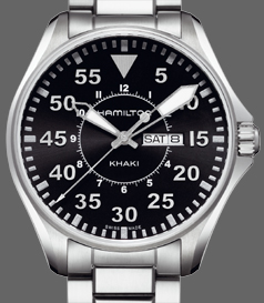 42 mm Hamilton Khaki Pilot met stalen band