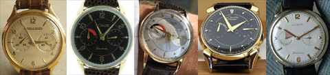 enkele van de tientallen varianten van de Jaeger-LeCoultre Futurematic - klik aan voor een grotere afbeelding