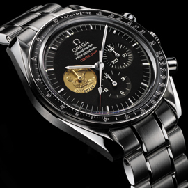 Klik aan voor een vergroting van de Omega Speedmaster 'Apollo 11 40th Anniversary' in platina