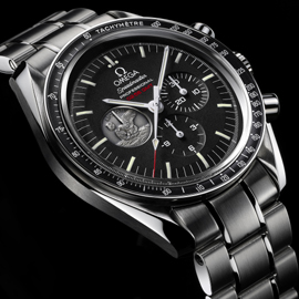 Klik aan voor een vergrote afbeelding van de Omega Speedmaster 'Apollo 11 40th Anniversary' in staal