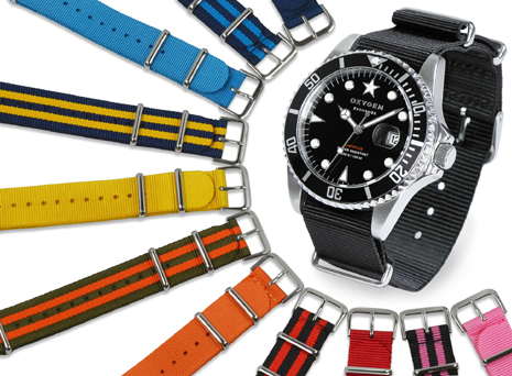 de Oxygen Diver 40 mm met verschillende NATO banden